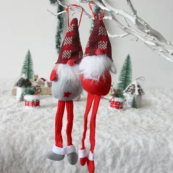 Рождественские украшения, плюшевые подвески с рождественскими куклами на длинных ножках, Креативные подвески для украшения рождественского шкафа 2