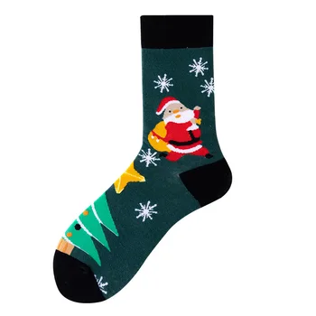 Рождественские чулки, дизайн Санта-Клауса, Носки до середины икры для мужчин и женщин, Праздничные хлопчатобумажные носки, Забавные милые носки 5