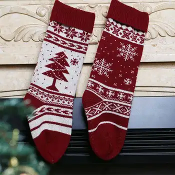 Рождественские чулки, носок, Снежинка / Рождественская елка, Подвесные украшения, Держатели Рождественских подарков, сумки для конфет, украшения для дома 3