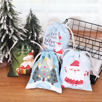Рождественский подарочный пакет с набивным рисунком Рождественский пакет для конфет Подарочный пакет для Старика Рождественский Подарок Сумка из ткани для Яблок