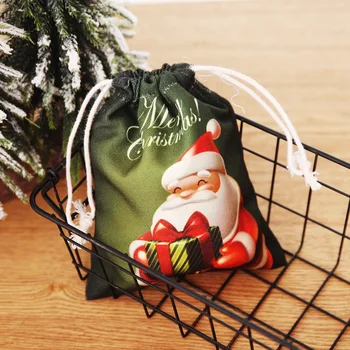 Рождественский подарочный пакет с набивным рисунком Рождественский пакет для конфет Подарочный пакет для Старика Рождественский Подарок Сумка из ткани для Яблок 2