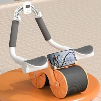 Роликовое колесо Ab С автоматическим отскоком с поддержкой локтя Колесо для упражнений с плоской пластиной Колесо для бесшумного пресса Домашнее тренажерное оборудование