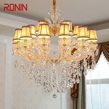 Роскошная Подвесная лампа RONIN в виде свечи, Хрустальная лампа в европейском стиле, гостиная, ресторан, вилла, Двухуровневое здание, Люстра 0