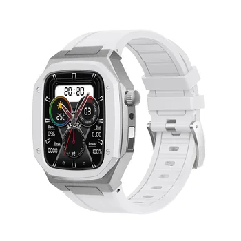 Роскошный Металлический Модифицирующий Комплект Чехол Для Apple Watch Серии 9 8 7 45 мм Силиконовый Спортивный ремешок Для Iwatch 6 5 4 SE 44 мм Ремешок 5