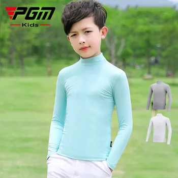 Рубашки для гольфа для мальчиков PGM, топы из Ледяного шелка, Дышащие Быстросохнущие футболки с низом, Летняя Защита От солнца, Детский Длинный рукав YF137