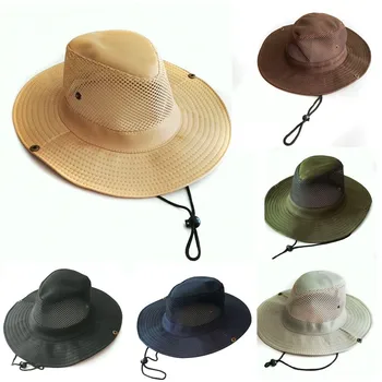Рыболовные кепки Мужская уличная шляпа рыцарская кепка Широкая соломенная шляпа Лето Осень Туризм пеший туризм Пляжная солнцезащитная кепка 0