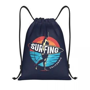 Рюкзак California Surf Rider на шнурке, спортивная спортивная сумка для женщин и мужчин, забавный рюкзак для покупок для серферов-серферов