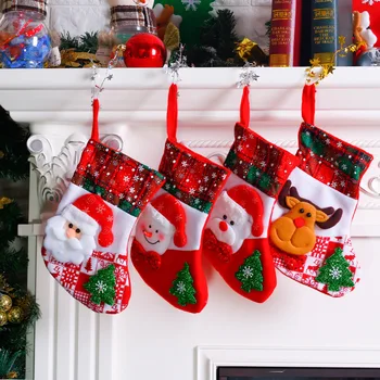Санта-Чулок, Носок, Рождественские пакеты для конфет, Украшения для домашней Рождественской елки, подвески, носки в виде снеговика, Подвешенные к камину