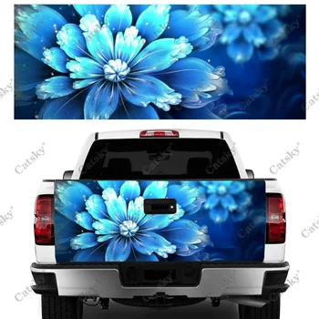 Синие цветы с орнаментом Обертка крышки багажника грузовика Материал профессионального класса Универсальный подходит для полноразмерных грузовиков Устойчивый к атмосферным воздействиям