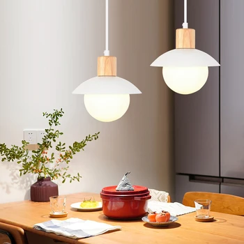 Скандинавские подвесные светильники Светодиодная люстра в кремовом стиле Ресторан, бар, столовая, Домашний декор, прикроватная тумбочка для спальни, подвесной светильник 0