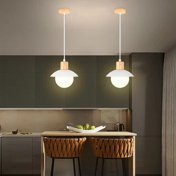 Скандинавские подвесные светильники Светодиодная люстра в кремовом стиле Ресторан, бар, столовая, Домашний декор, прикроватная тумбочка для спальни, подвесной светильник 3