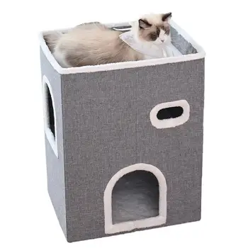 Складная кровать для кошки, Складываемый кошачий кубик для домашних животных, играющий в Climb 2