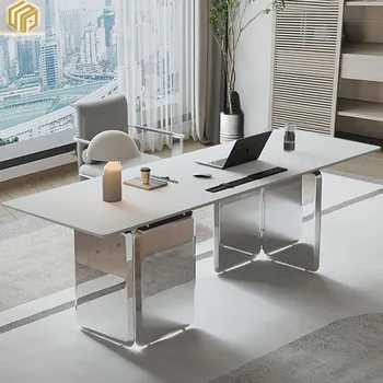 Современный и минималистичный письменный стол, домашний кабинет, спальня, письменный стол, высокий офисный стол, итальянский светлый роскошный компьютерный стол 0