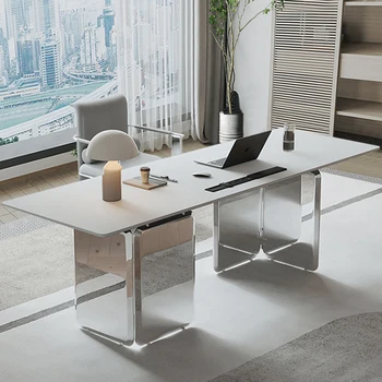 Современный и минималистичный письменный стол, домашний кабинет, спальня, письменный стол, высокий офисный стол, итальянский светлый роскошный компьютерный стол 3