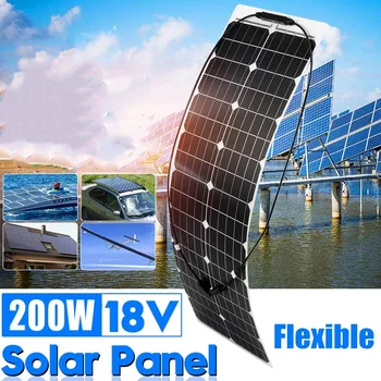 Солнечная панель мощностью 200 Вт, 18 В Солнечная полугибкая монокристаллическая солнечная панель для телефона, дом на колесах, Автомобильное зарядное устройство для MP3-плеера, наружный аккумулятор