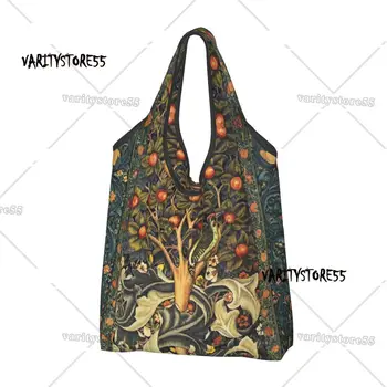 Сумки для покупок William Morris Woodpecker In Fruit Tree на заказ, женские портативные сумки для крупных покупок, птицы, кролики, сумки для покупок с цветочным рисунком