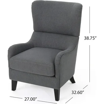 Тканевый диван-кресло Quentin, стулья для гостиной, древесный уголь, 32,6 D X 27W X 38,75 H, Бесплатная доставка, мебель для гостиной, дом для отдыха 4