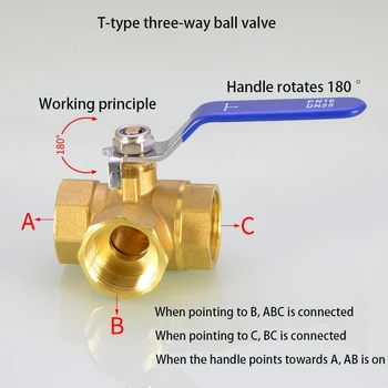 Трехходовой шаровой кран 1/2 дюйма из меди типа T, тип L, 1/4 дюйма, 3/8 дюйма, 3/4 дюйма, 1 дюйм, внутренний провод, переключатель клапана, соединение для нагрева водопроводной трубы 3