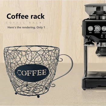 Универсальная корзина для хранения кофейных капсул, корзина для кофейных чашек, держатель-органайзер для кофейных стручков, черный для домашнего кафе, отеля 1
