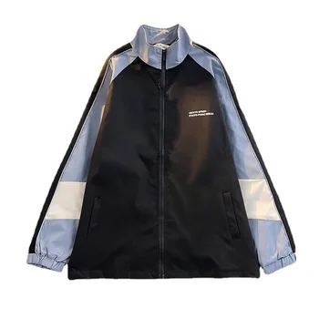 Университетская куртка в стиле пэчворк Харадзюку, мужская Уличная одежда, ветровка-бомбер с цветным блоком, Высококачественная Легкая Студенческая куртка, пара