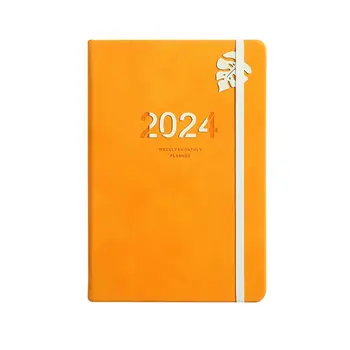 Утолщенный английский Agenda 2024 Портативный Бизнес-блокнот формата А5 на 365 дней, прочный планировщик дневниковой повестки дня 5