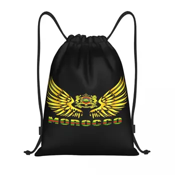 Флаг Марокко, Золотое крыло, рюкзак на шнурке, сумки для женщин, мужчин, легкий Марокканский патриотический спортивный рюкзак для спортзала, сумки для йоги