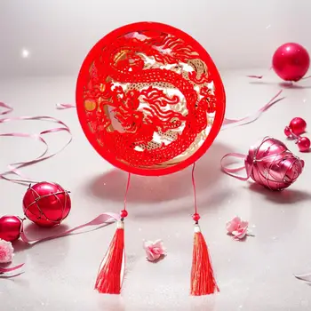 Фонарь с гравировкой, праздничный рисунок дракона, светящийся фонарь, украшение в китайском стиле для Новогодне-весеннего фестиваля, работающий на батарейках 0