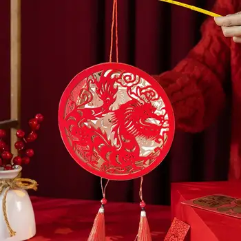 Фонарь с гравировкой, праздничный рисунок дракона, светящийся фонарь, украшение в китайском стиле для Новогодне-весеннего фестиваля, работающий на батарейках 4