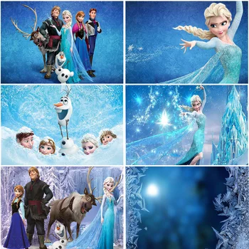 Фоны Disney Frozen, вечеринка по случаю дня рождения девочки, фотография принцессы Эльзы Анны, баннер для душа ребенка, фоны для фотосессии 0
