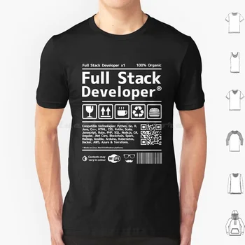 Футболка Full Stack, большой размер, 100% хлопок, полный стек, переполнение стека, цитаты по штрих-коду, Программист, разработчик, кодирование, программирование 0