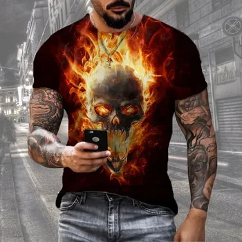 Футболка с 3D-принтом серии Hot Summer Horror Skull, Новая модная футболка в стиле хип-хоп с короткими рукавами, уличная одежда, крутые футболки 1