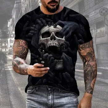 Футболка с 3D-принтом серии Hot Summer Horror Skull, Новая модная футболка в стиле хип-хоп с короткими рукавами, уличная одежда, крутые футболки 2