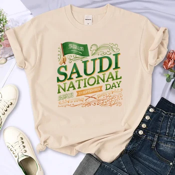 Футболка с национальным днем Саудовской Аравии, женская летняя футболка, женская дизайнерская одежда с рисунком аниме 0