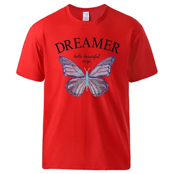 Футболки с принтом Blue Butterfly Dreamer, мужская футболка в стиле ретро, новинка, Хлопковая дышащая одежда, Классическая универсальная футболка 0