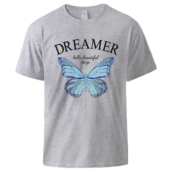 Футболки с принтом Blue Butterfly Dreamer, мужская футболка в стиле ретро, новинка, Хлопковая дышащая одежда, Классическая универсальная футболка 2
