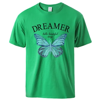 Футболки с принтом Blue Butterfly Dreamer, мужская футболка в стиле ретро, новинка, Хлопковая дышащая одежда, Классическая универсальная футболка 3