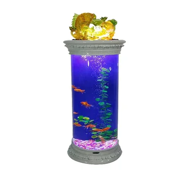 Цилиндрический аквариум для рыб, аквариум большого и среднего размера, экологичный Настольный стеклянный креативный аквариум для рыб в гостиной, меняющий воду 4