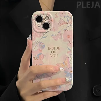 Чехол для телефона 2 в 1 с розовой бабочкой и цветочным рисунком для Apple iPhone 14 ProMax 13 12 Pro Max 11 чехлов для женщин и девочек в симпатичном твердом переплете