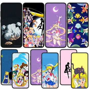 Чехол для Телефона Sailors Cat Anime Moon Cover для Samsung Galaxy S21 S20 Fe S23 S22 Ultra S8 Plus A12 A13 A21S A71 Мягкий Чехол