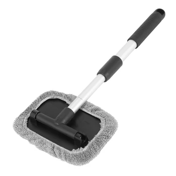 Щетка для мытья окон автомобиля, инструмент для чистки лобового стекла, выдвижная алюминиевая ручка с 8шт чехлами из микрофибры 2