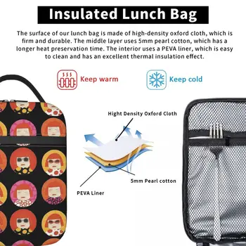 Яей Кусама, Изолированная сумка для ланча, Термальный контейнер для ланча, Большая сумка для ланча, сумка для Бенто, сумка для рабочего Пикника 5